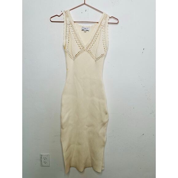 DEREK LAM 10 CROSBY x RTR White Knit Ribbed Crochet Knit Midi Dress Size XS - Picture 5 of 16
